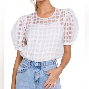 English Factory White Checkered Blouse